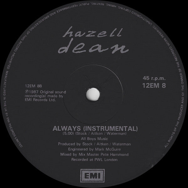 Hazell Dean : Always Doesn't Mean Forever (12", Single)
