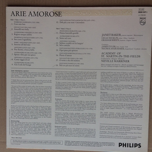 Janet Baker, The Academy Of St. Martin-in-the-Fields, Sir Neville Marriner : Arie Amorose (LP)