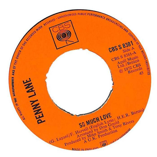 Penny Lane (2) : So Much Love (7", Single, 4-P)