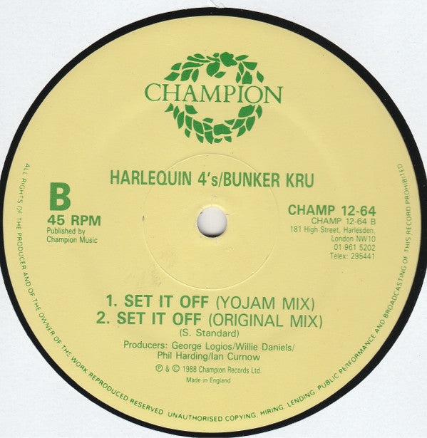 Harlequin Four's / Bunker Kru : Set It Off (Bunker '88 Mix) (12")