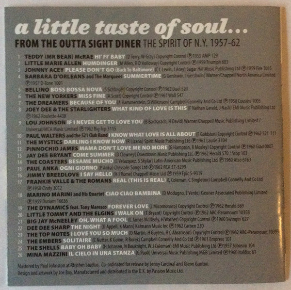 Various : A Little Taste Of Soul...From The Outta Sight Diner (CD, Comp)