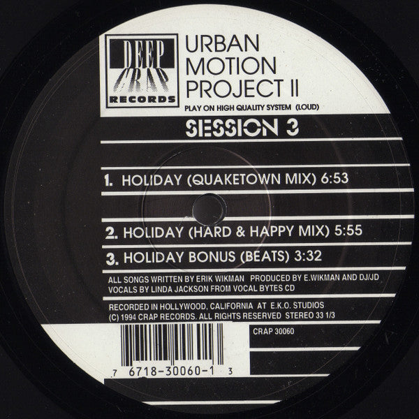 The Urban Motion Project : Holiday / I Feel Good Now! (12")