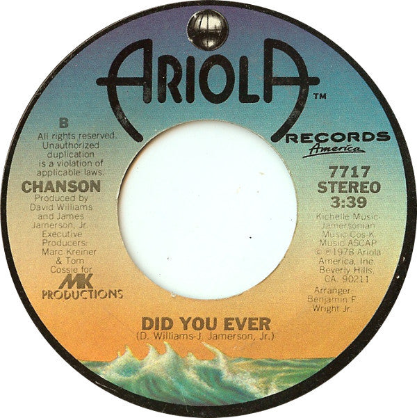 Chanson : Don't Hold Back (7", Single, Styrene, Pit)