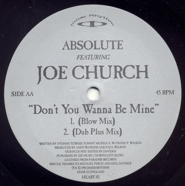 Absolute (2) Featuring Joe Church : Don't You Wanna Be Mine (12")
