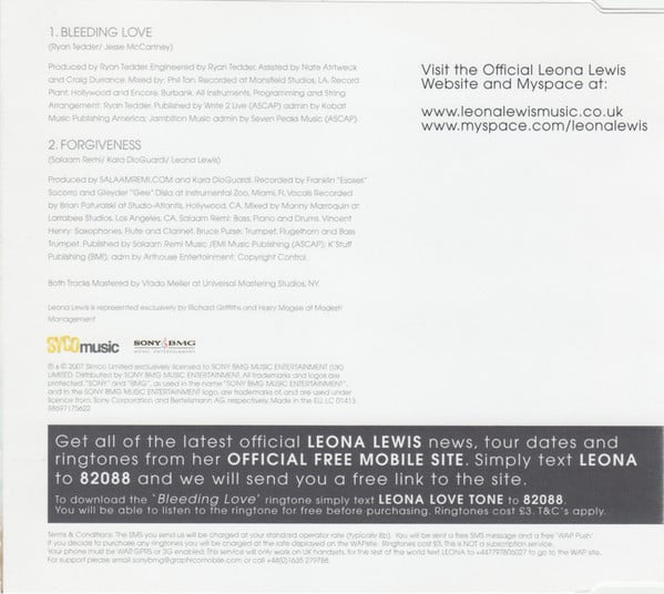 Leona Lewis : Bleeding Love (CD, Single, EDC)