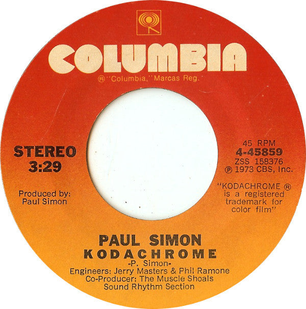Paul Simon : Kodachrome / Tenderness (7", Single, Styrene, Pit)