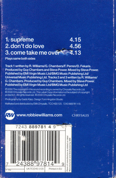 Robbie Williams : Supreme (Cass, Single)
