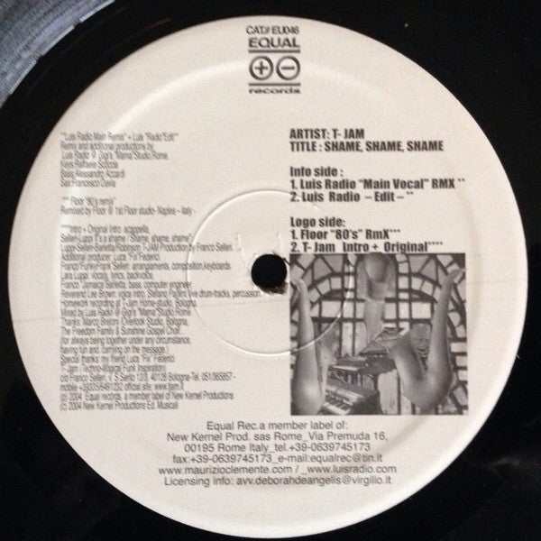T-Jam : Shame, Shame, Shame (12", Promo)