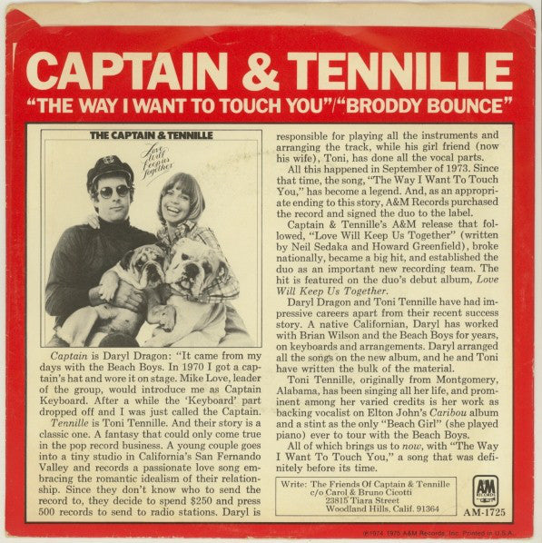 Captain And Tennille : The Way I Want To Touch You (7", Single, Styrene, Pit)