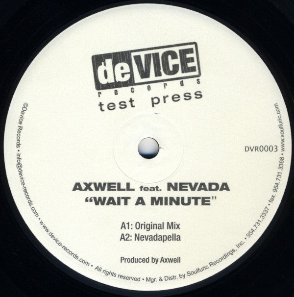 Axwell Feat. Nevada (16) : Wait A Minute (12", TP)