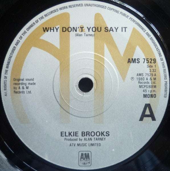 Elkie Brooks : Why Don't You Say It (7", Single, Mono)