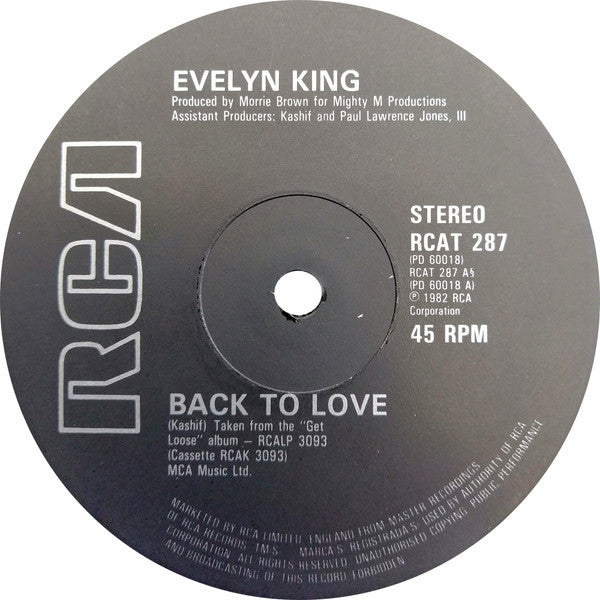 Evelyn King : Back To Love / Shame (12", Single)
