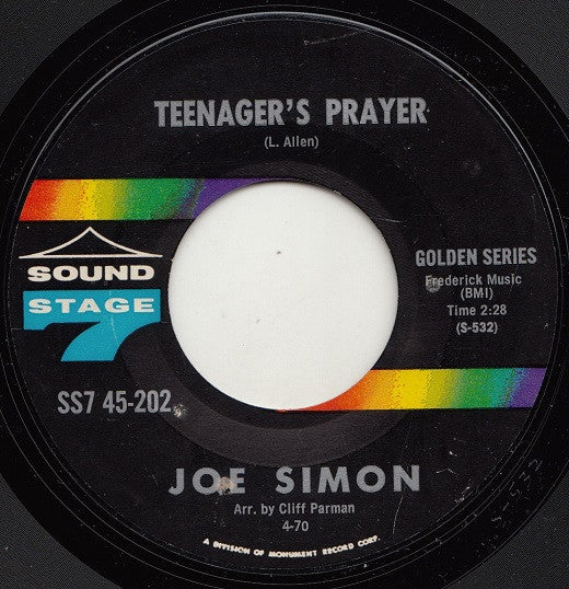 Joe Simon : Teenager's Prayer / My Special Prayer (7", Single, RE)