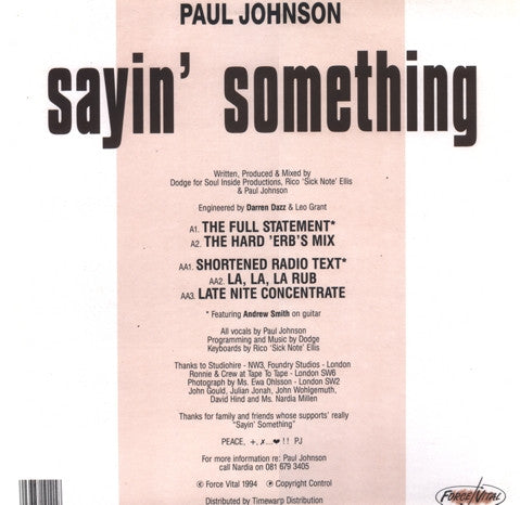 Paul Johnson (2) : Sayin' Something (12")
