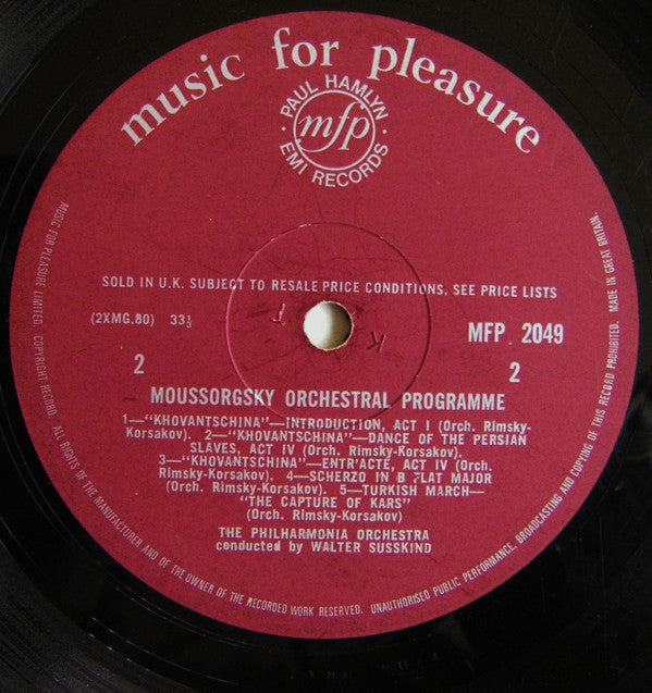 Modest Mussorgsky - Walter Susskind, Philharmonia Orchestra : A Night On The Bare Mountain (LP, Mono)
