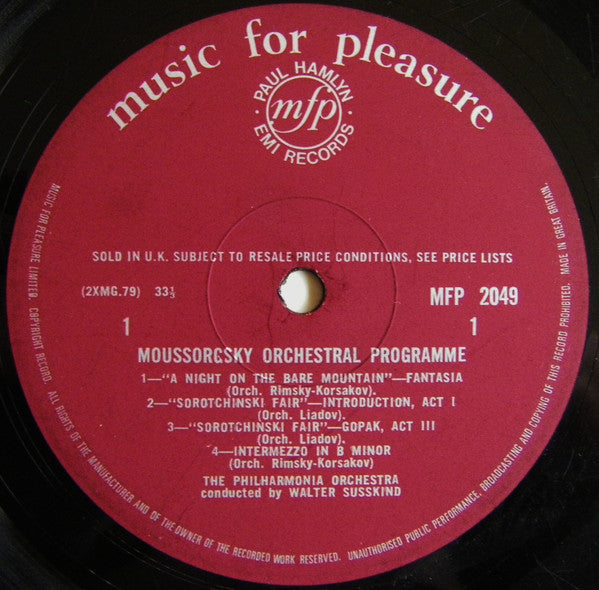 Modest Mussorgsky - Walter Susskind, Philharmonia Orchestra : A Night On The Bare Mountain (LP, Mono)