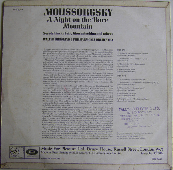 Modest Mussorgsky - Walter Susskind, Philharmonia Orchestra : A Night On The Bare Mountain (LP, Mono)