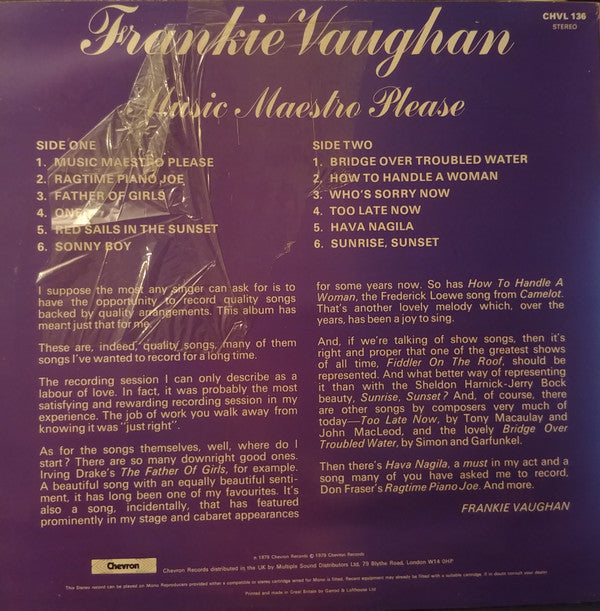 Frankie Vaughan : Music Maestro Please (LP)