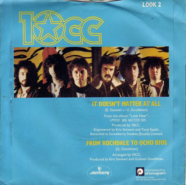 10cc : It Doesn't Matter At All (7", Single)