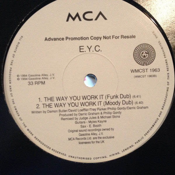 E.Y.C. : The Way You Work It (12", Promo)