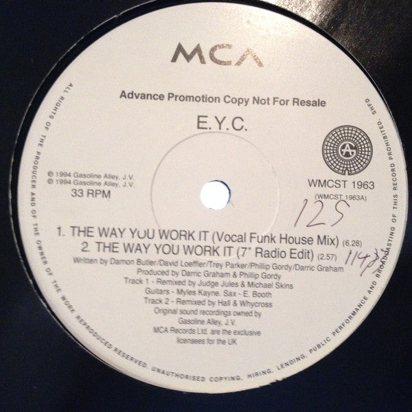 E.Y.C. : The Way You Work It (12", Promo)