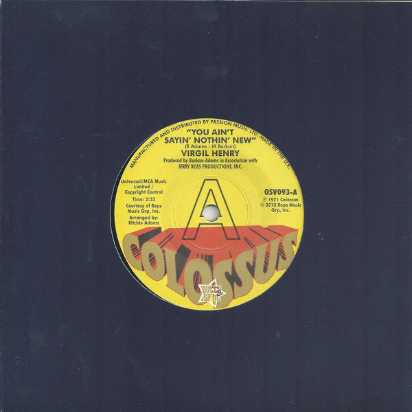 Virgil Henry / I. A. P. Co. : You Ain't Sayin' Nothin' New / Check Yourself  (7", Promo)
