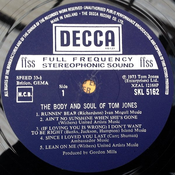 Tom Jones : The Body And Soul Of Tom Jones (LP, Album)