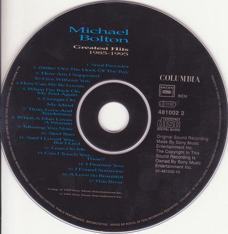 Michael Bolton : Greatest Hits (1985 - 1995) (CD, Comp, RM)