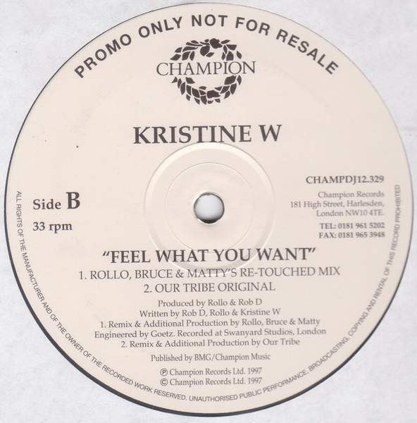 Kristine W : Feel What You Want (6x12", Promo)