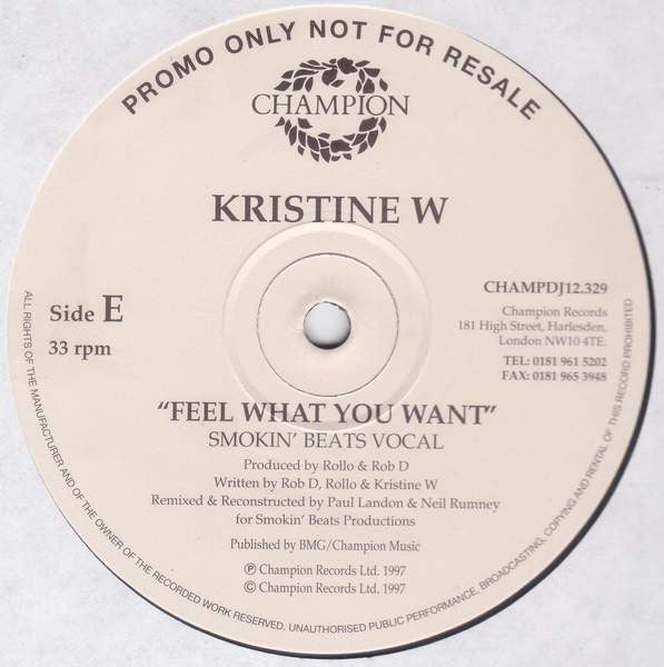 Kristine W : Feel What You Want (6x12", Promo)