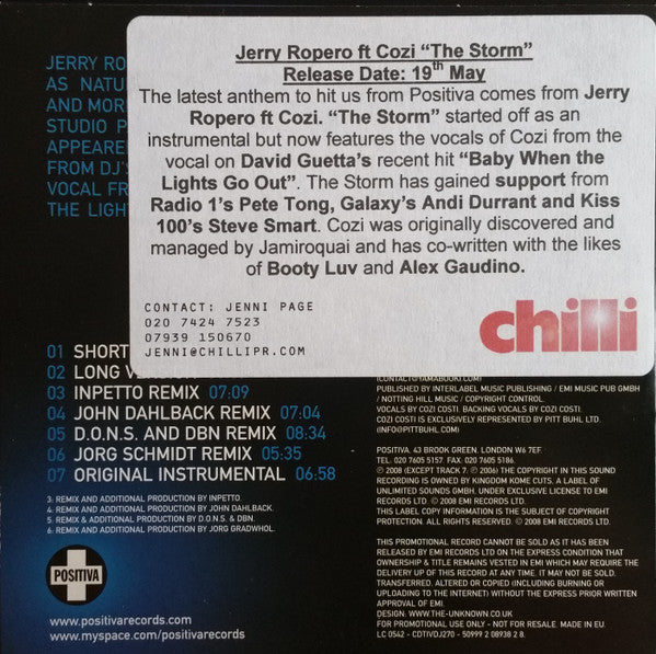Jerry Ropero Ft. Cozi : The Storm (CD, Promo)
