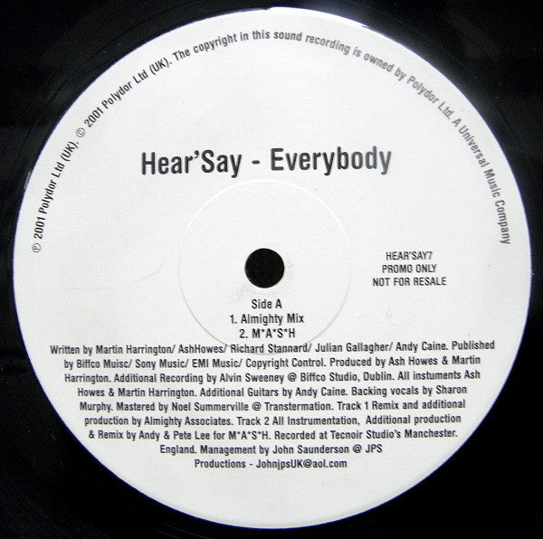 Hear'Say : Everybody (12", Promo)