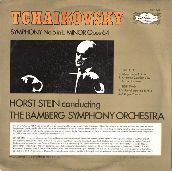 Pyotr Ilyich Tchaikovsky - Bamberger Symphoniker, Horst Stein : Symphony No 5 In E Minor Opus 64 (LP, Yel)