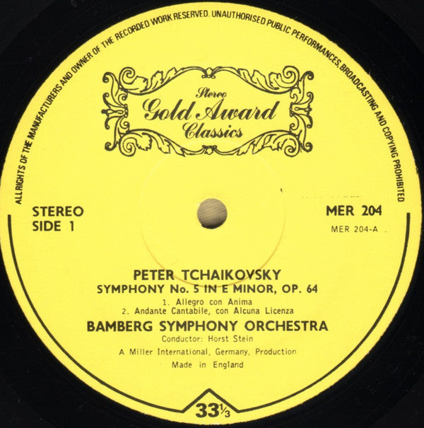 Pyotr Ilyich Tchaikovsky - Bamberger Symphoniker, Horst Stein : Symphony No 5 In E Minor Opus 64 (LP, Yel)