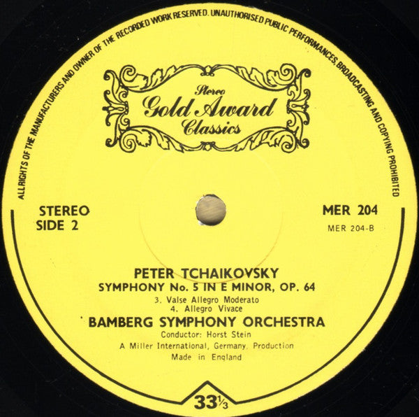 Pyotr Ilyich Tchaikovsky - Bamberger Symphoniker, Horst Stein : Symphony No 5 In E Minor Opus 64 (LP, Yel)