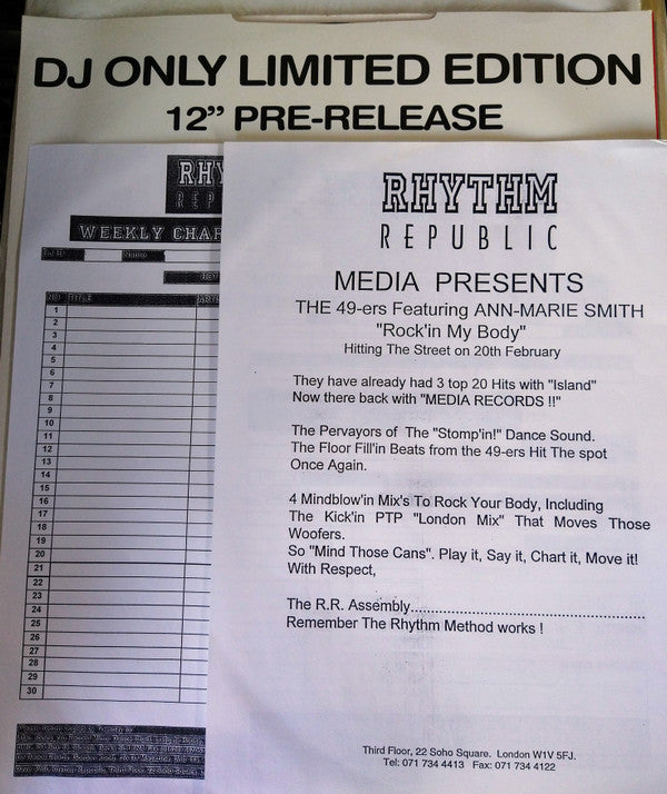 49ers Featuring Ann-Marie Smith : Rockin' My Body (12", Promo)