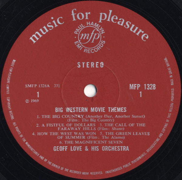 Geoff Love & His Orchestra : Big Western Movie Themes (LP, Red)