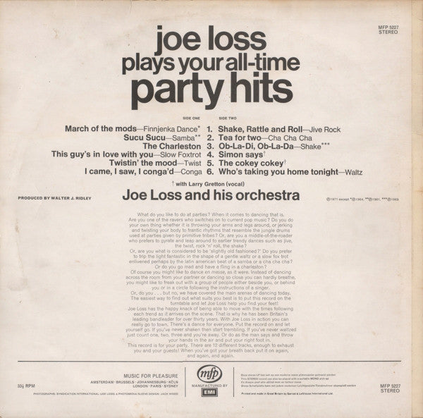 Joe Loss : Joe Loss Plays Your All-Time Party Hits (LP, Comp)