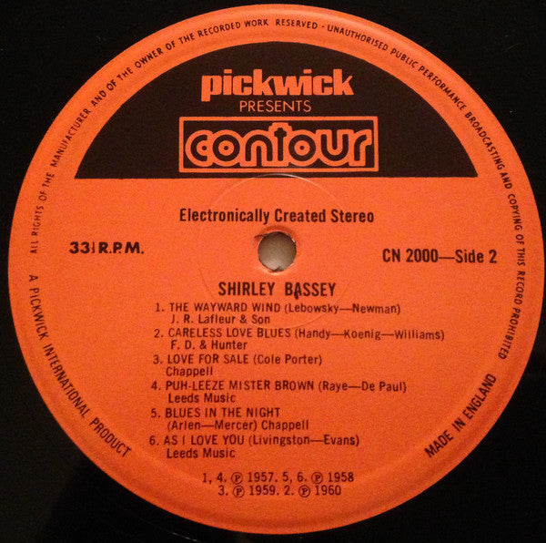 Shirley Bassey : Shirley Bassey (LP, Comp, Ora)