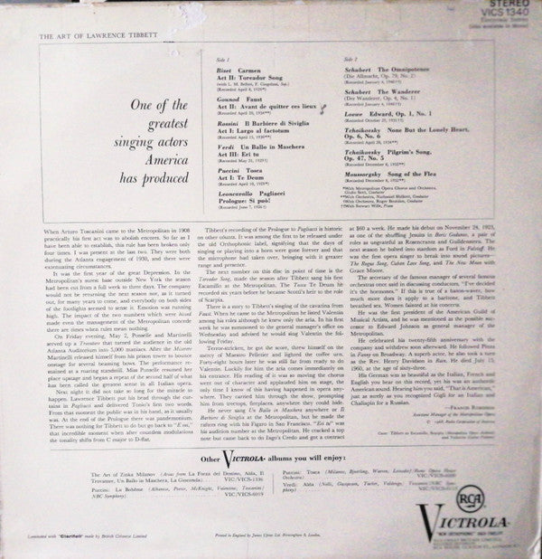 Lawrence Tibbett : The Art Of Lawrence Tibbett (LP, Comp)