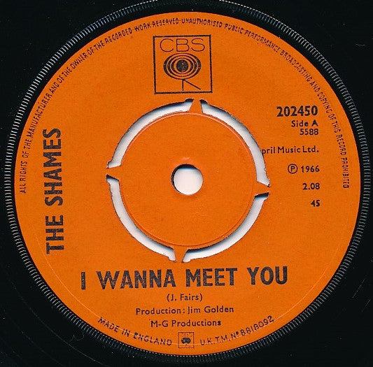 The Cryan' Shames : I Wanna Meet You (7")