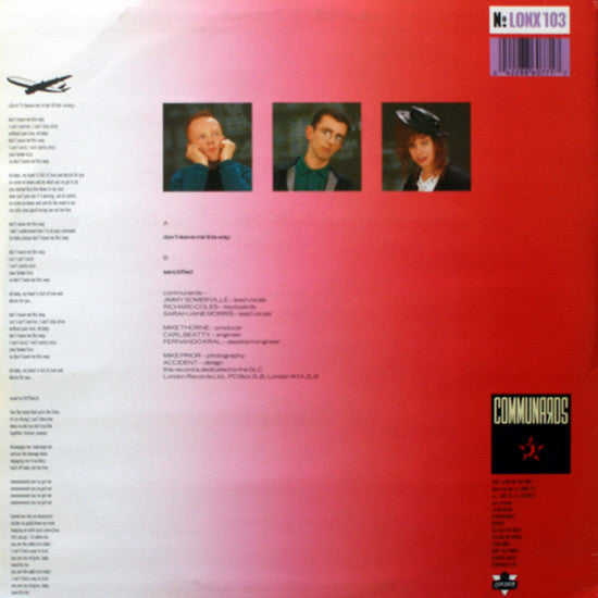 The Communards With Sarah Jane Morris : Don't Leave Me This Way (12", Single)