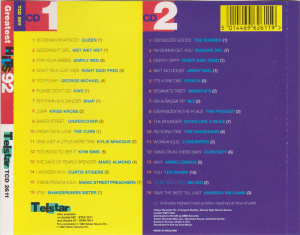 Various : Greatest Hits 92 (2xCD, Album, Comp, Dis)