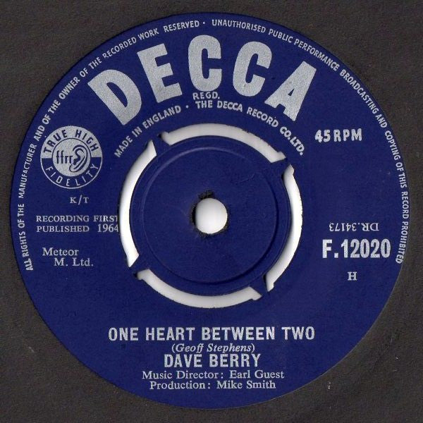 Dave Berry : One Heart Between Two (7")