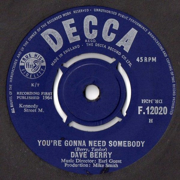 Dave Berry : One Heart Between Two (7")