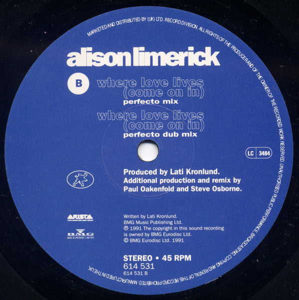 Alison Limerick : Come Back (For Real Love) (The Remix) (12")