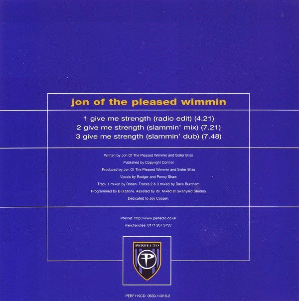 Jon Of The Pleased Wimmin : Give Me Strength (CD, Single)