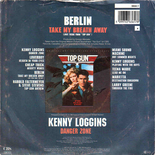 Berlin / Kenny Loggins : Take My Breath Away (Love Theme From "Top Gun") / Danger Zone (7", Single, RE)