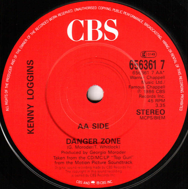 Berlin / Kenny Loggins : Take My Breath Away (Love Theme From "Top Gun") / Danger Zone (7", Single, RE)