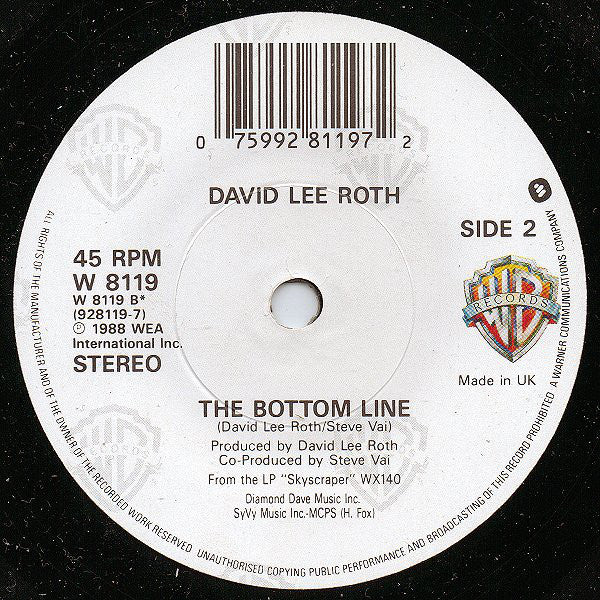 David Lee Roth : Just Like Paradise (7", Single)